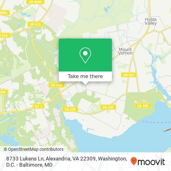 Mapa de 8733 Lukens Ln, Alexandria, VA 22309