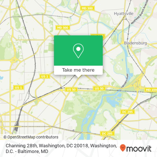 Mapa de Channing 28th, Washington, DC 20018