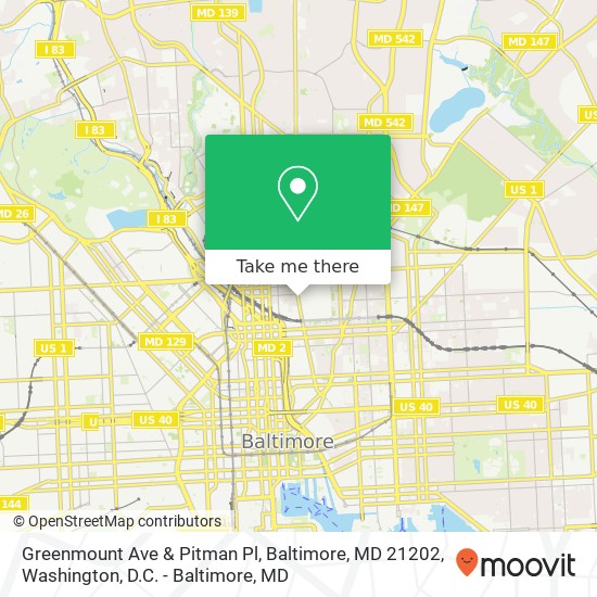 Mapa de Greenmount Ave & Pitman Pl, Baltimore, MD 21202