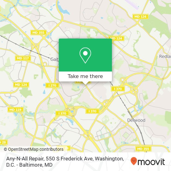 Mapa de Any-N-All Repair, 550 S Frederick Ave