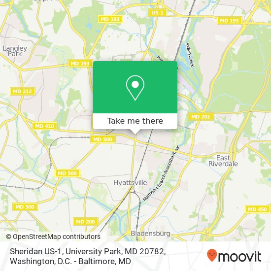 Mapa de Sheridan US-1, University Park, MD 20782