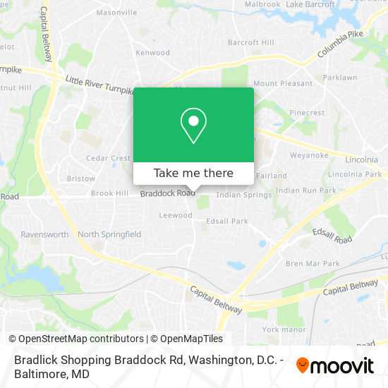 Mapa de Bradlick Shopping Braddock Rd