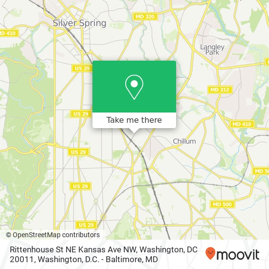 Mapa de Rittenhouse St NE Kansas Ave NW, Washington, DC 20011