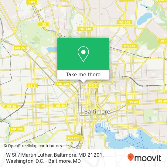Mapa de W St / Martin Luther, Baltimore, MD 21201