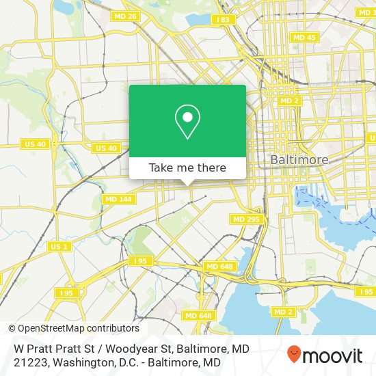 Mapa de W Pratt Pratt St / Woodyear St, Baltimore, MD 21223