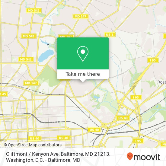 Mapa de Cliftmont / Kenyon Ave, Baltimore, MD 21213