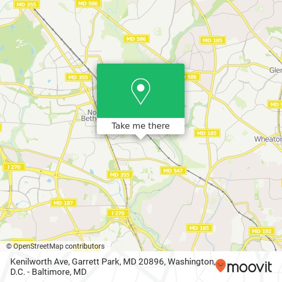 Mapa de Kenilworth Ave, Garrett Park, MD 20896
