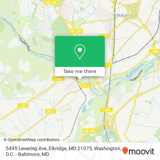 Mapa de 5495 Levering Ave, Elkridge, MD 21075