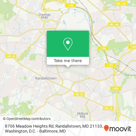Mapa de 8706 Meadow Heights Rd, Randallstown, MD 21133