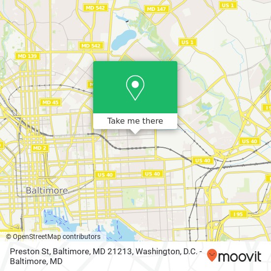 Mapa de Preston St, Baltimore, MD 21213