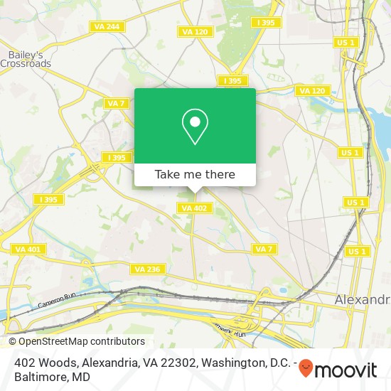 Mapa de 402 Woods, Alexandria, VA 22302