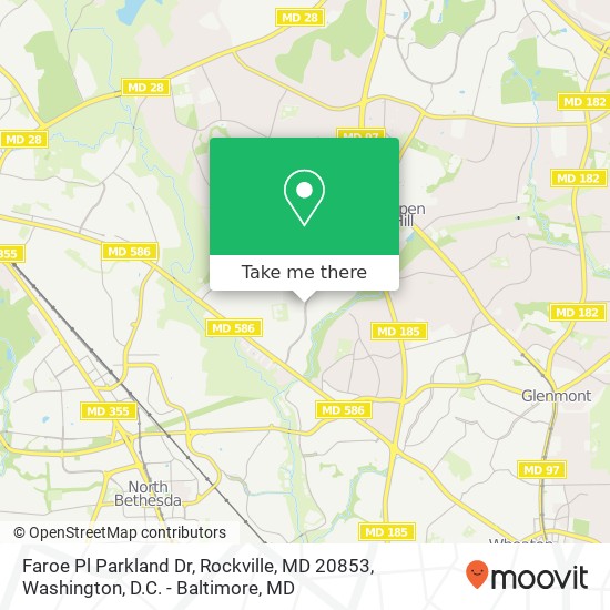 Mapa de Faroe Pl Parkland Dr, Rockville, MD 20853