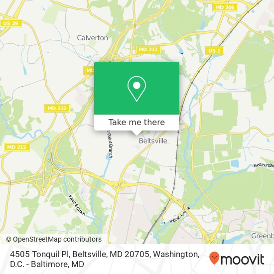 Mapa de 4505 Tonquil Pl, Beltsville, MD 20705