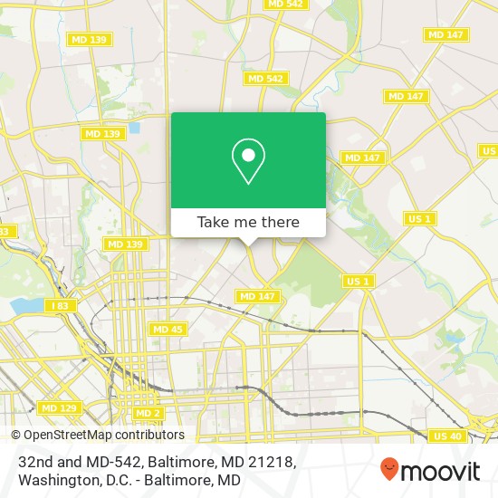 32nd and MD-542, Baltimore, MD 21218 map