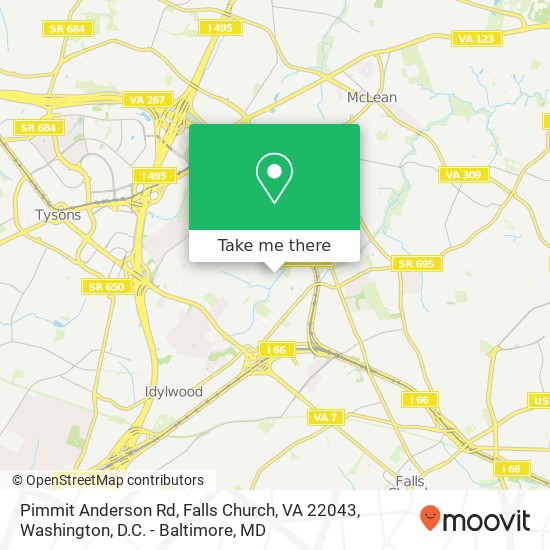 Mapa de Pimmit Anderson Rd, Falls Church, VA 22043