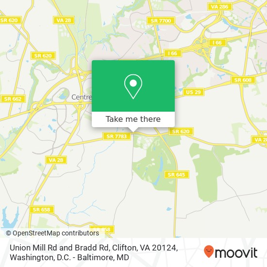 Mapa de Union Mill Rd and Bradd Rd, Clifton, VA 20124