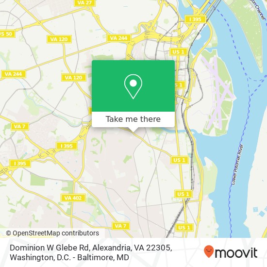 Mapa de Dominion W Glebe Rd, Alexandria, VA 22305