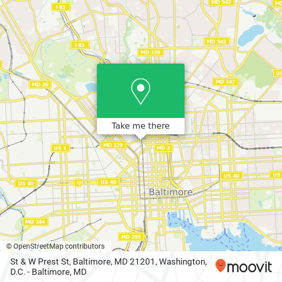 Mapa de St & W Prest St, Baltimore, MD 21201
