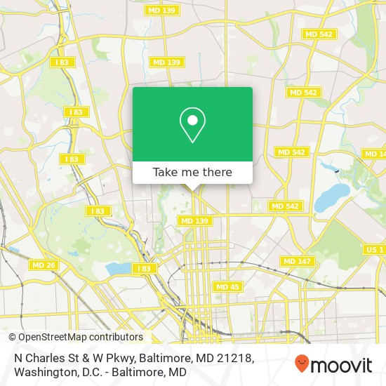 N Charles St & W Pkwy, Baltimore, MD 21218 map