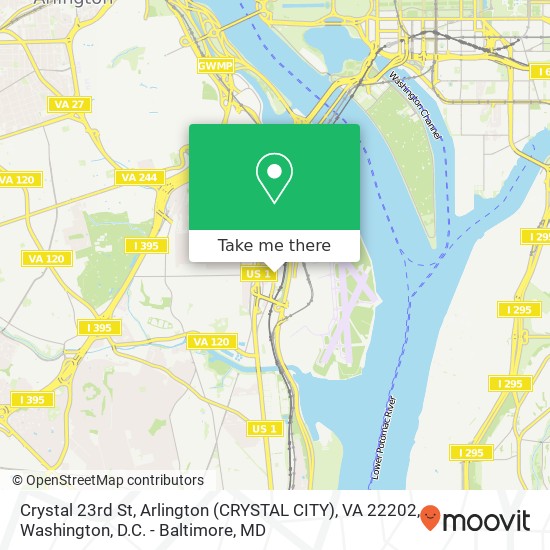 Mapa de Crystal 23rd St, Arlington (CRYSTAL CITY), VA 22202