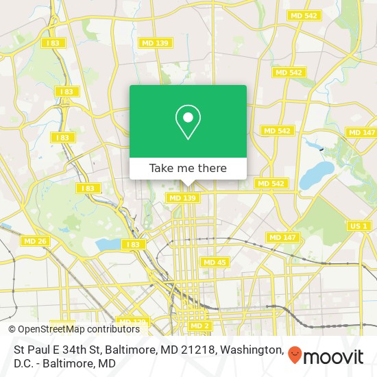 Mapa de St Paul E 34th St, Baltimore, MD 21218