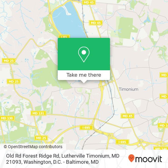 Mapa de Old Rd Forest Ridge Rd, Lutherville Timonium, MD 21093