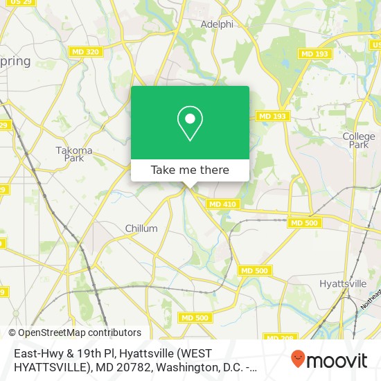 Mapa de East-Hwy & 19th Pl, Hyattsville (WEST HYATTSVILLE), MD 20782