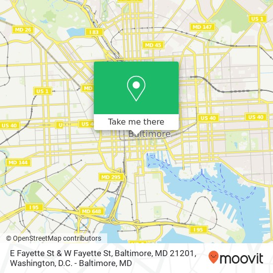 Mapa de E Fayette St & W Fayette St, Baltimore, MD 21201