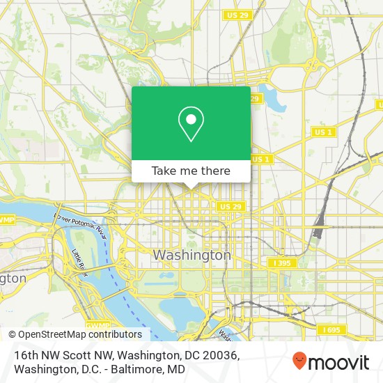 Mapa de 16th NW Scott NW, Washington, DC 20036