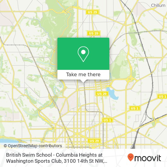 British Swim School - Columbia Heights at Washington Sports Club, 3100 14th St NW map