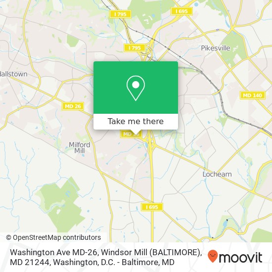 Mapa de Washington Ave MD-26, Windsor Mill (BALTIMORE), MD 21244