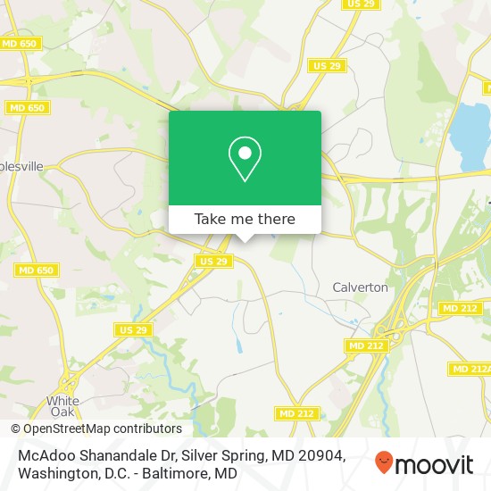 Mapa de McAdoo Shanandale Dr, Silver Spring, MD 20904