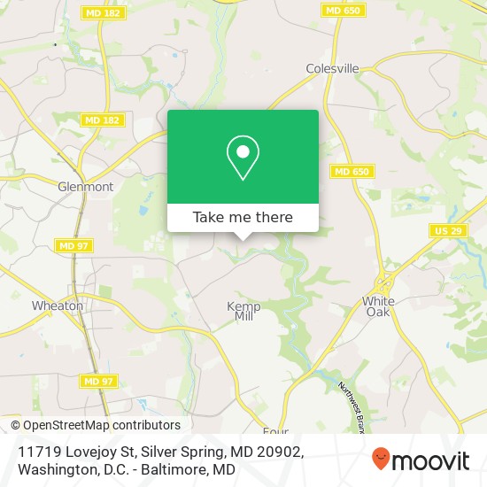 Mapa de 11719 Lovejoy St, Silver Spring, MD 20902