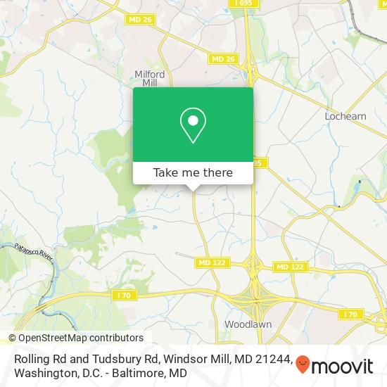 Mapa de Rolling Rd and Tudsbury Rd, Windsor Mill, MD 21244