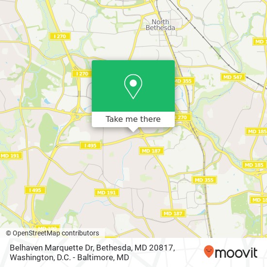 Mapa de Belhaven Marquette Dr, Bethesda, MD 20817