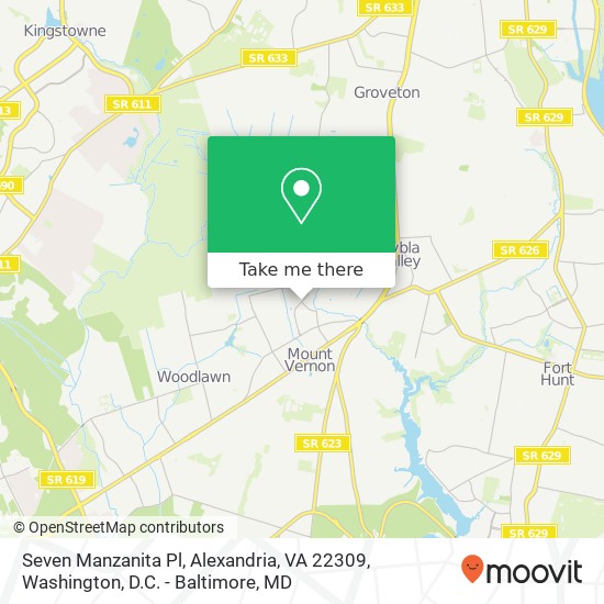 Seven Manzanita Pl, Alexandria, VA 22309 map