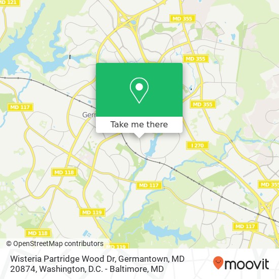 Mapa de Wisteria Partridge Wood Dr, Germantown, MD 20874