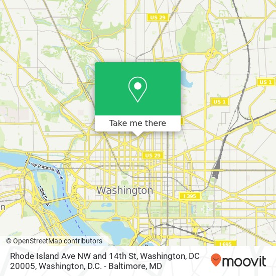 Rhode Island Ave NW and 14th St, Washington, DC 20005 map