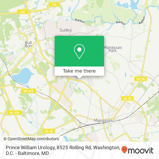 Prince William Urology, 8525 Rolling Rd map