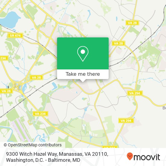 Mapa de 9300 Witch Hazel Way, Manassas, VA 20110