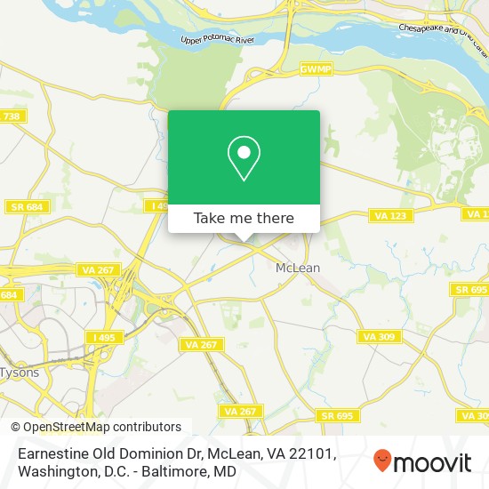Mapa de Earnestine Old Dominion Dr, McLean, VA 22101