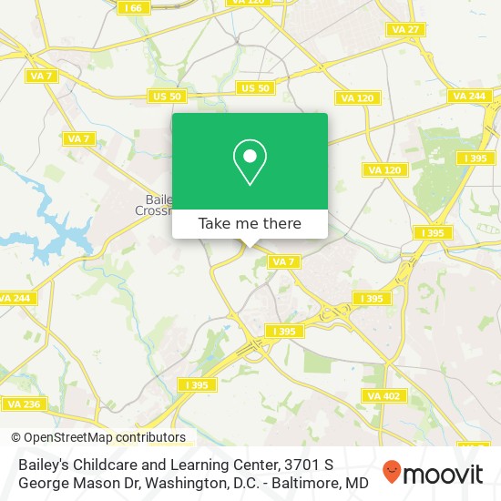 Mapa de Bailey's Childcare and Learning Center, 3701 S George Mason Dr