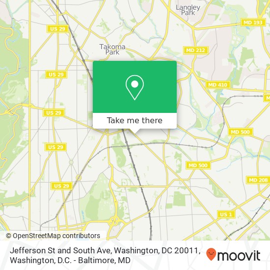 Mapa de Jefferson St and South Ave, Washington, DC 20011