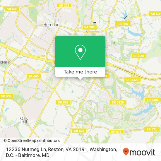 Mapa de 12236 Nutmeg Ln, Reston, VA 20191