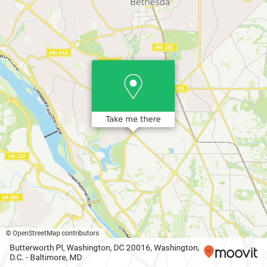 Mapa de Butterworth Pl, Washington, DC 20016