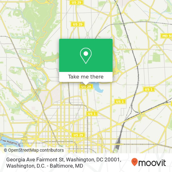 Mapa de Georgia Ave Fairmont St, Washington, DC 20001
