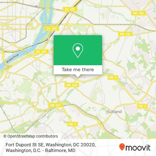 Mapa de Fort Dupont St SE, Washington, DC 20020