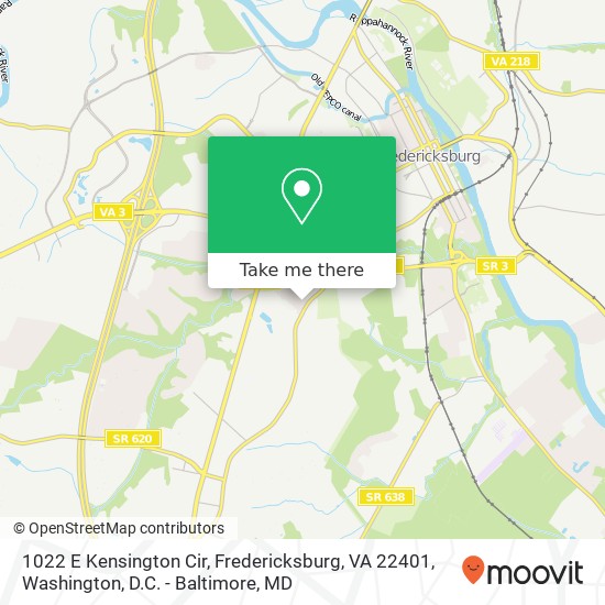 1022 E Kensington Cir, Fredericksburg, VA 22401 map