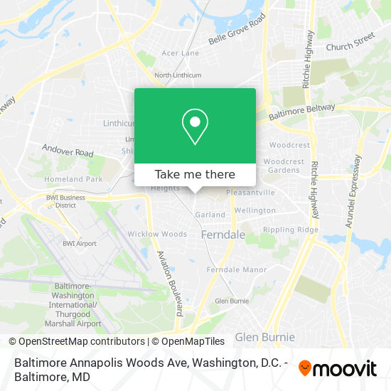 Baltimore Annapolis Woods Ave map