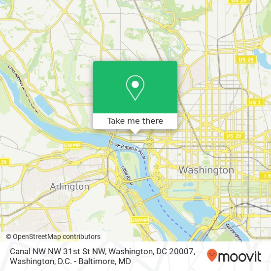 Canal NW NW 31st St NW, Washington, DC 20007 map